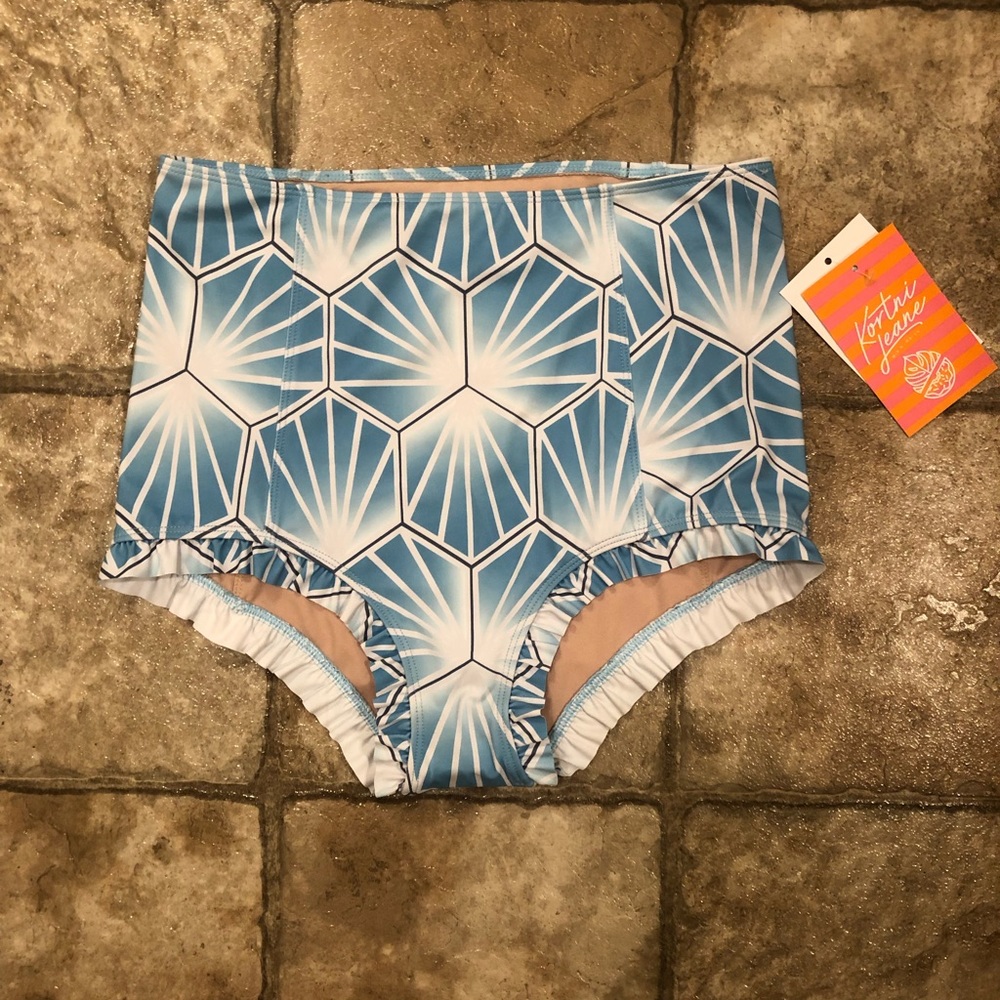 Kortni Jeane All Ruffled Up Bottoms -Tiled Blue